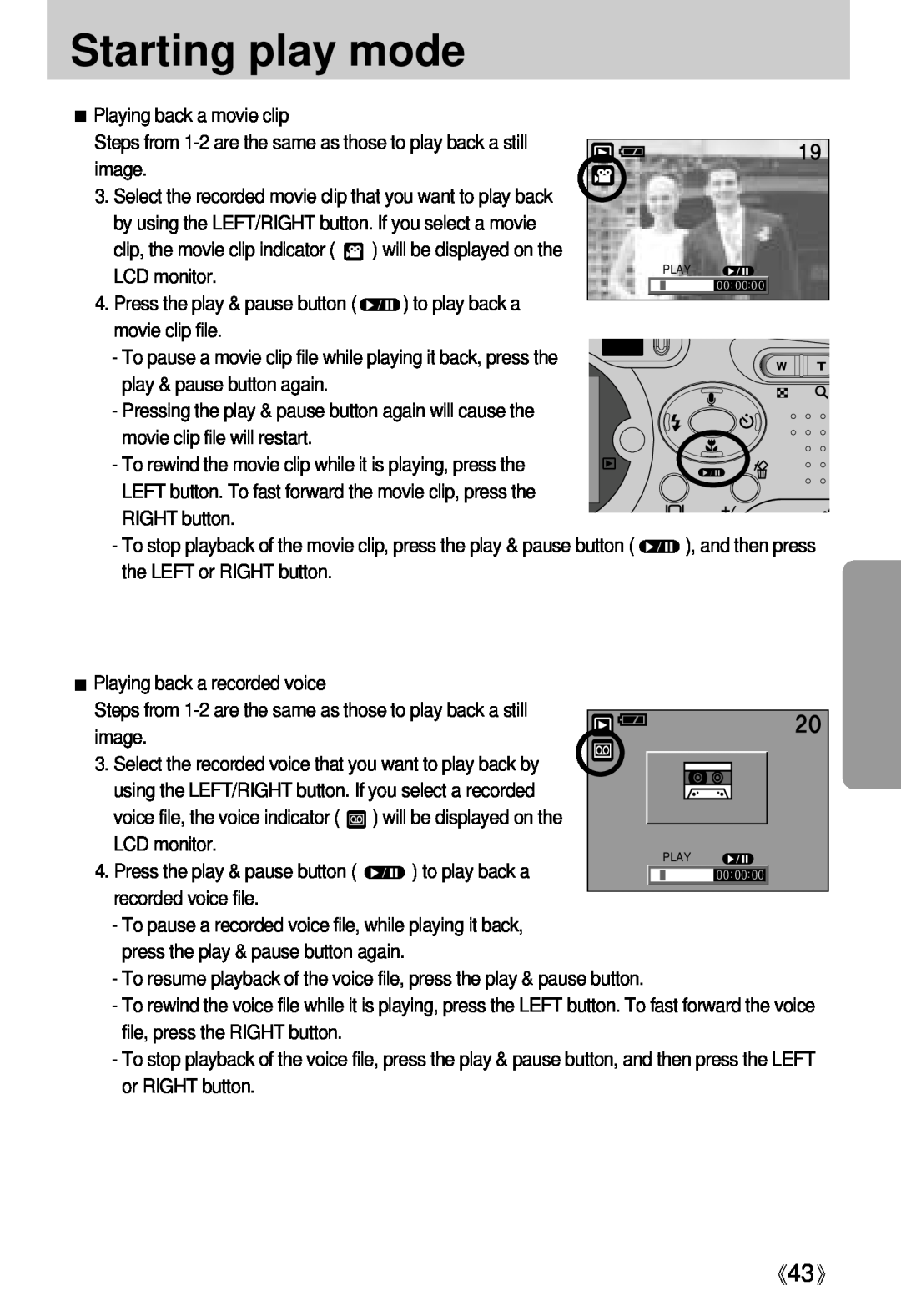 Samsung Digimax U-CA user manual Starting play mode, Steps from 1-2 are the same as those to play back a still 