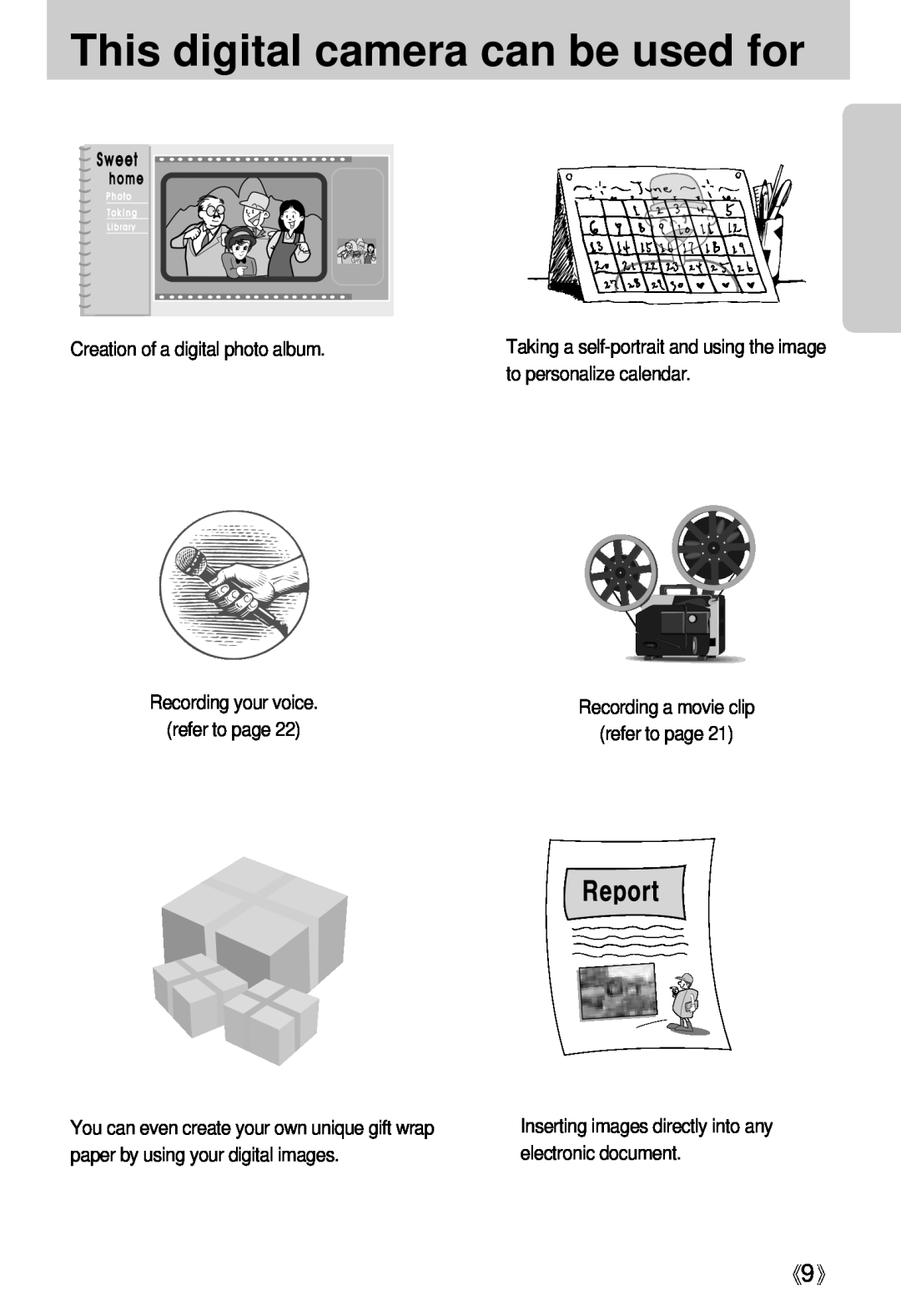 Samsung Digimax U-CA user manual This digital camera can be used for, Recording a movie clip refer to page 