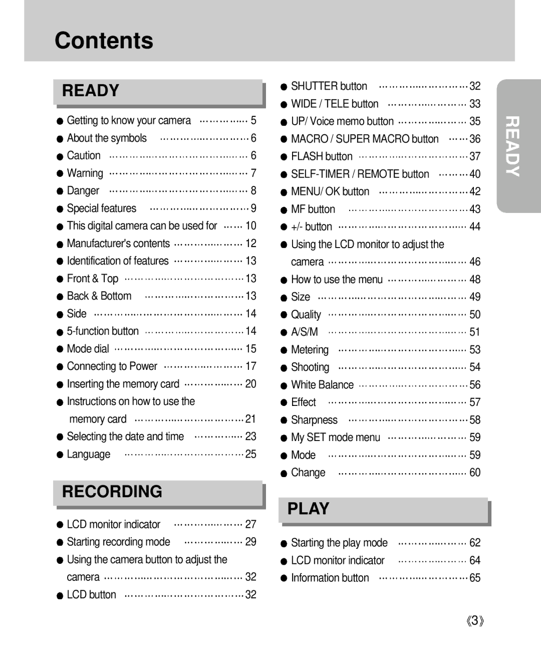 Samsung Digimax V4000 manual Contents 