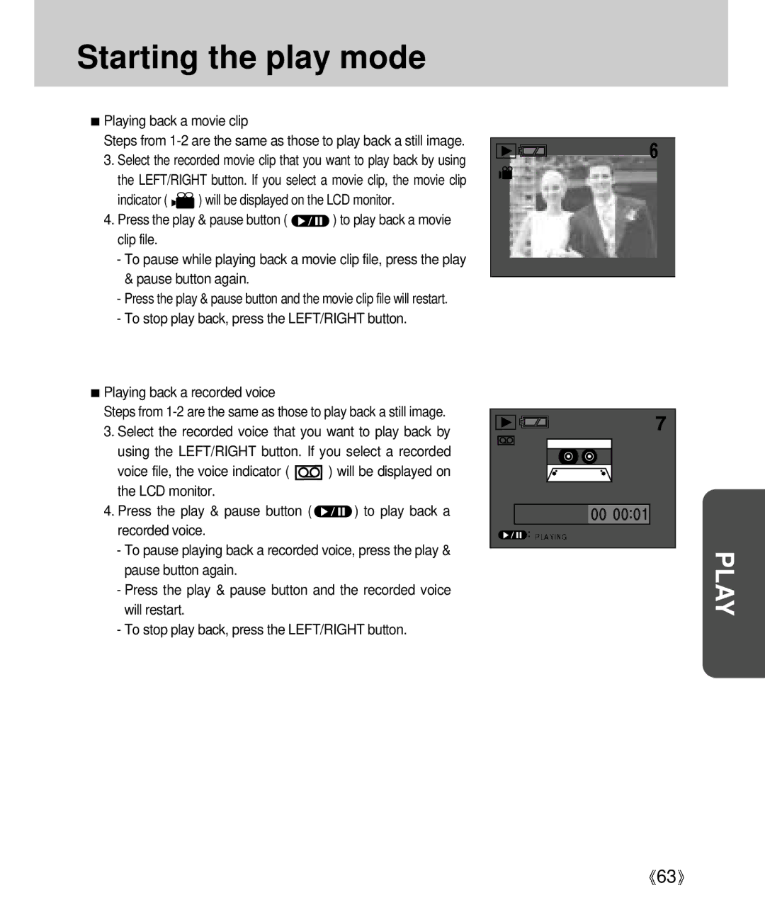 Samsung Digimax V4000 manual Starting the play mode 