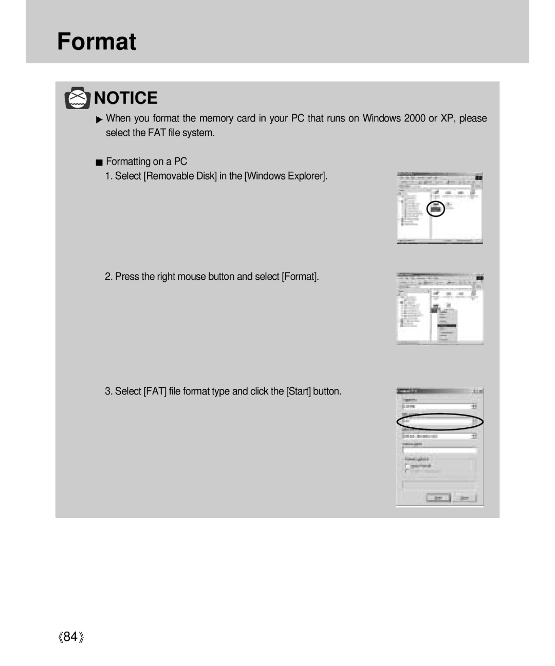 Samsung Digimax V4000 manual Format 