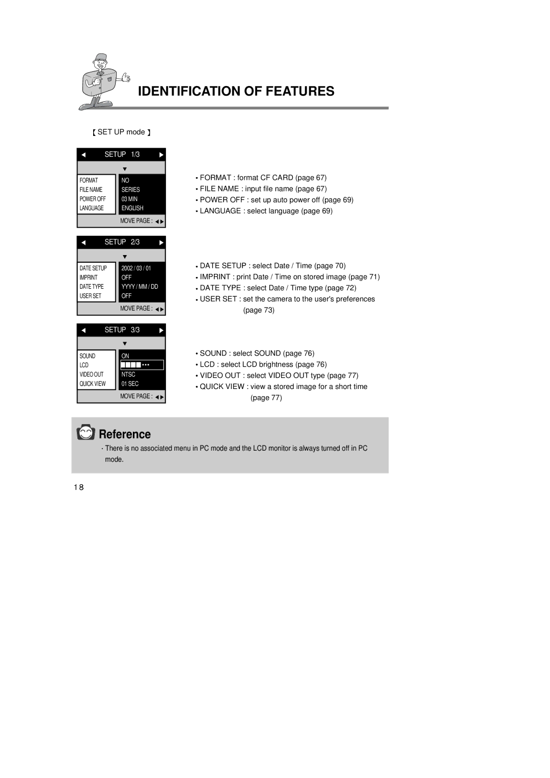 Samsung Digimax350 SE manual Setup 1/3 