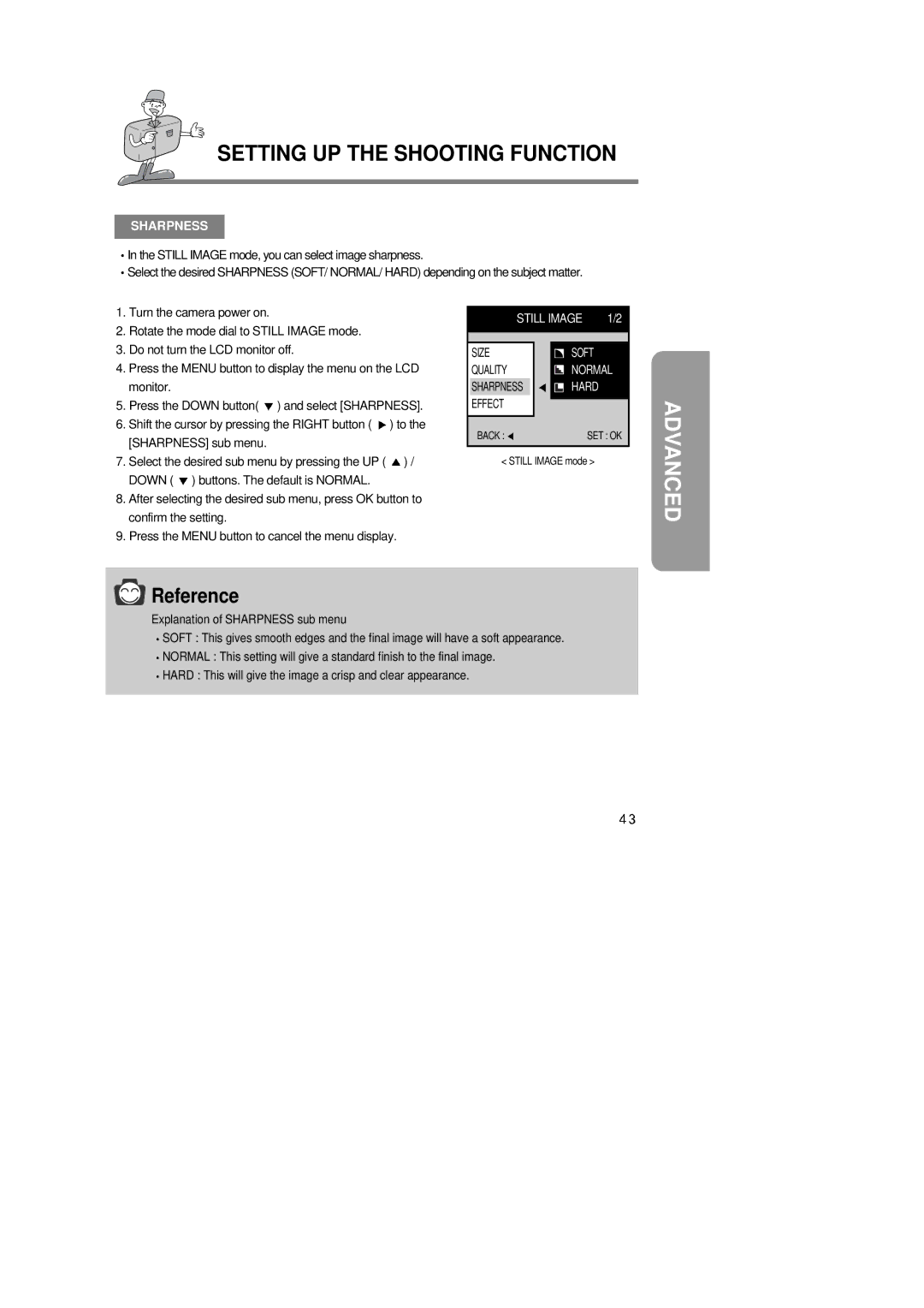 Samsung Digimax350 SE manual Sharpness 