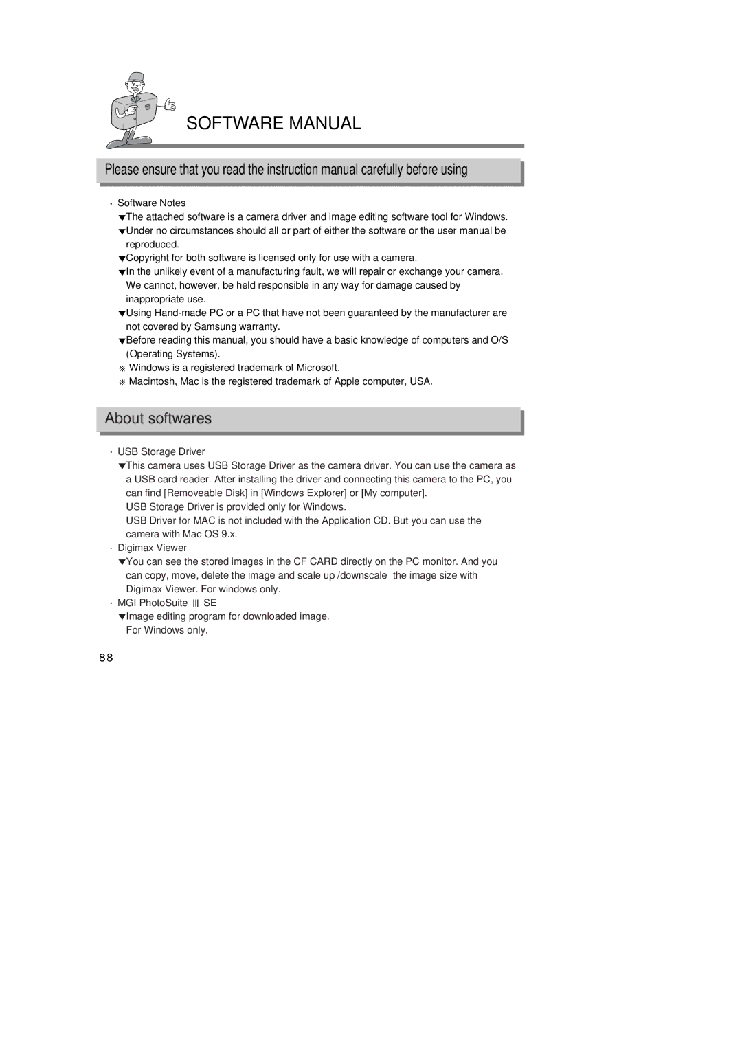 Samsung Digimax350 SE manual Software Manual, About softwares 