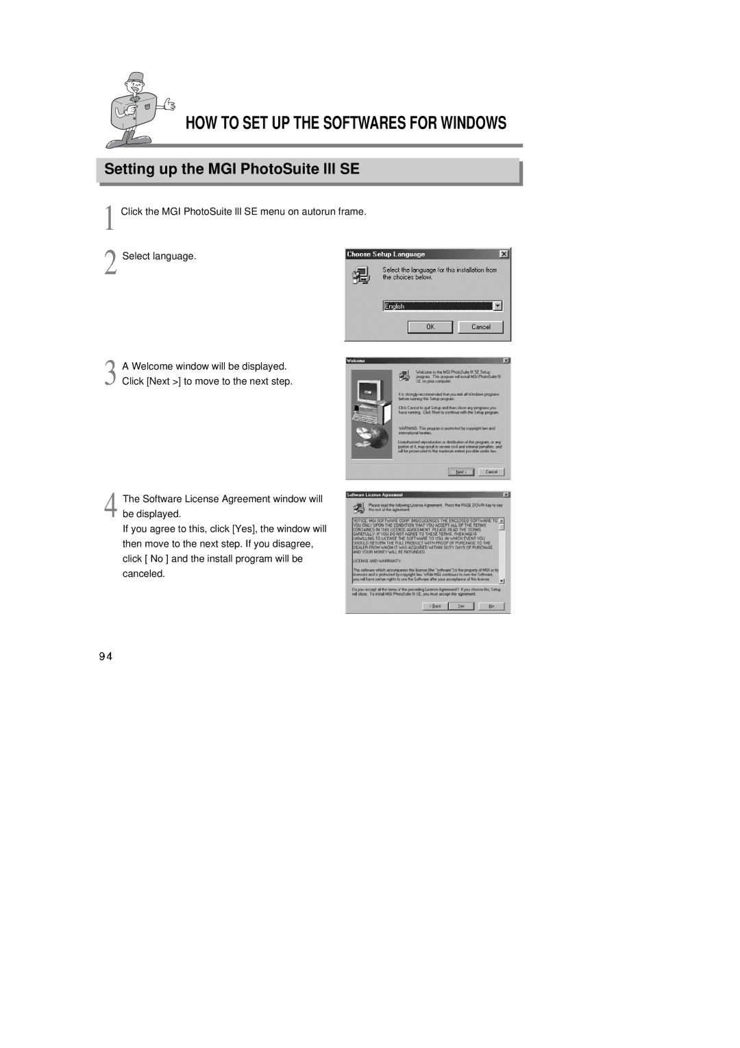 Samsung Digimax350 SE manual Setting up the MGI PhotoSuite lll SE 