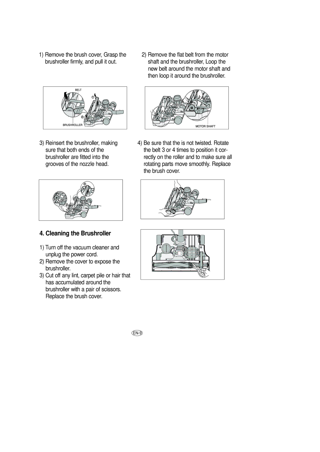 Samsung DJ68-00079J manual Cleaning the Brushroller 