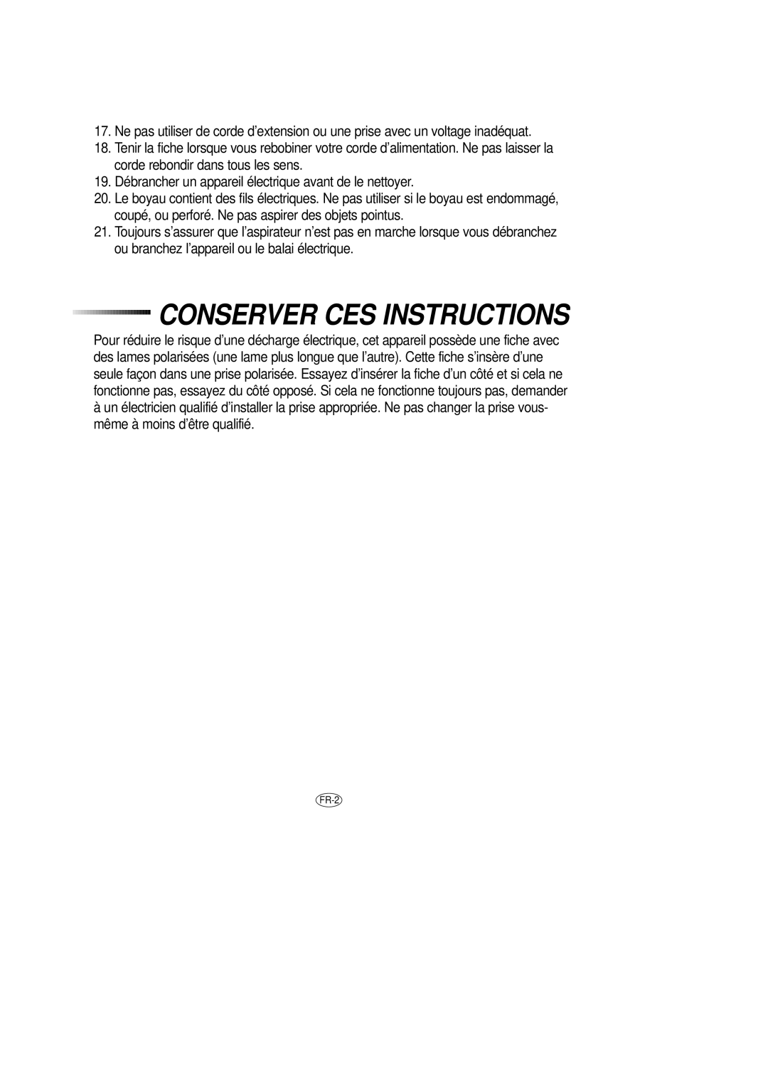 Samsung DJ68-00079J manual Conserver Ces Instructions, FR-2 