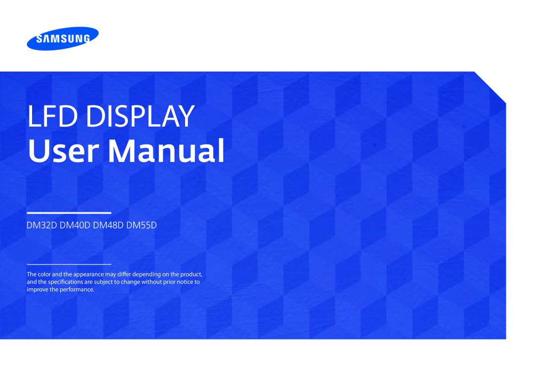 Samsung DM55D, DM48D, DM40D, DM32D user manual LFD Display 