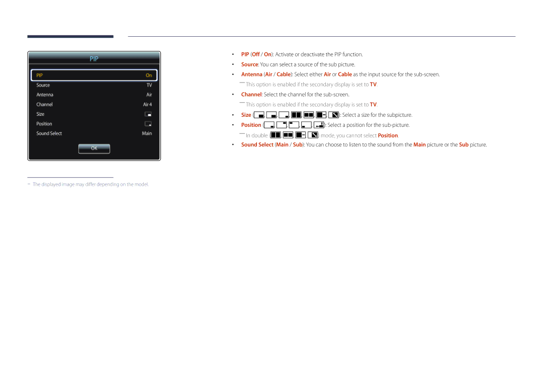 Samsung DM55D, DM48D, DM40D, DM32D user manual ――In double , , , mode, you cannot select Position 