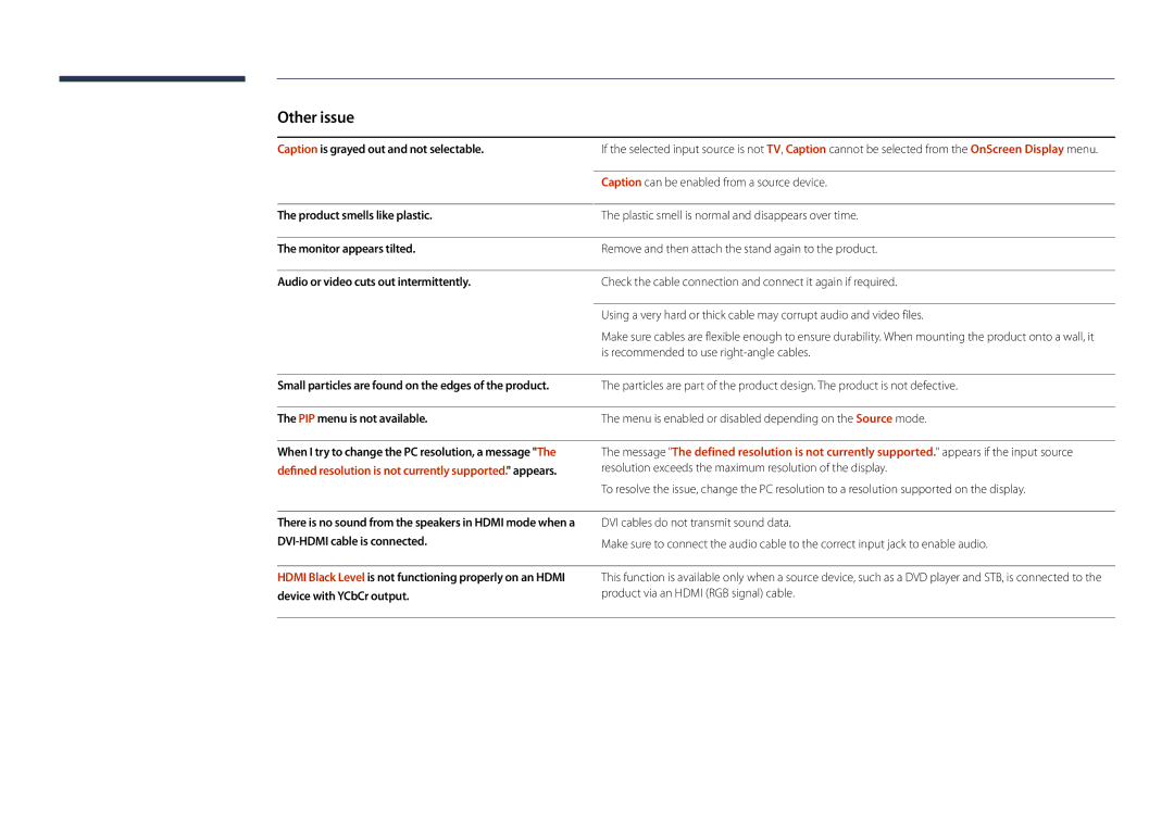 Samsung DM32D, DM48D, DM55D, DM40D user manual Other issue 