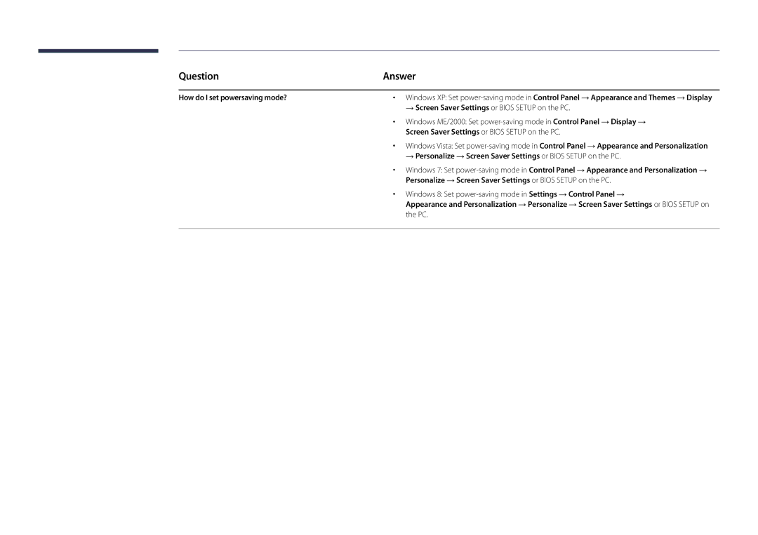 Samsung DM40D, DM48D, DM55D, DM32D user manual Question, How do I set powersaving mode? 