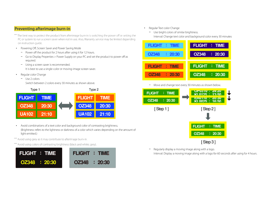 Samsung DM40D, DM48D, DM55D, DM32D user manual Preventing afterimage burn-in, On instruction guide 