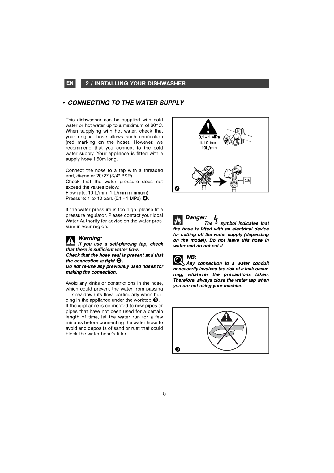 Samsung DM-B58AHC/XET, DMB58AHC/AND manual Connecting to the Water Supply 