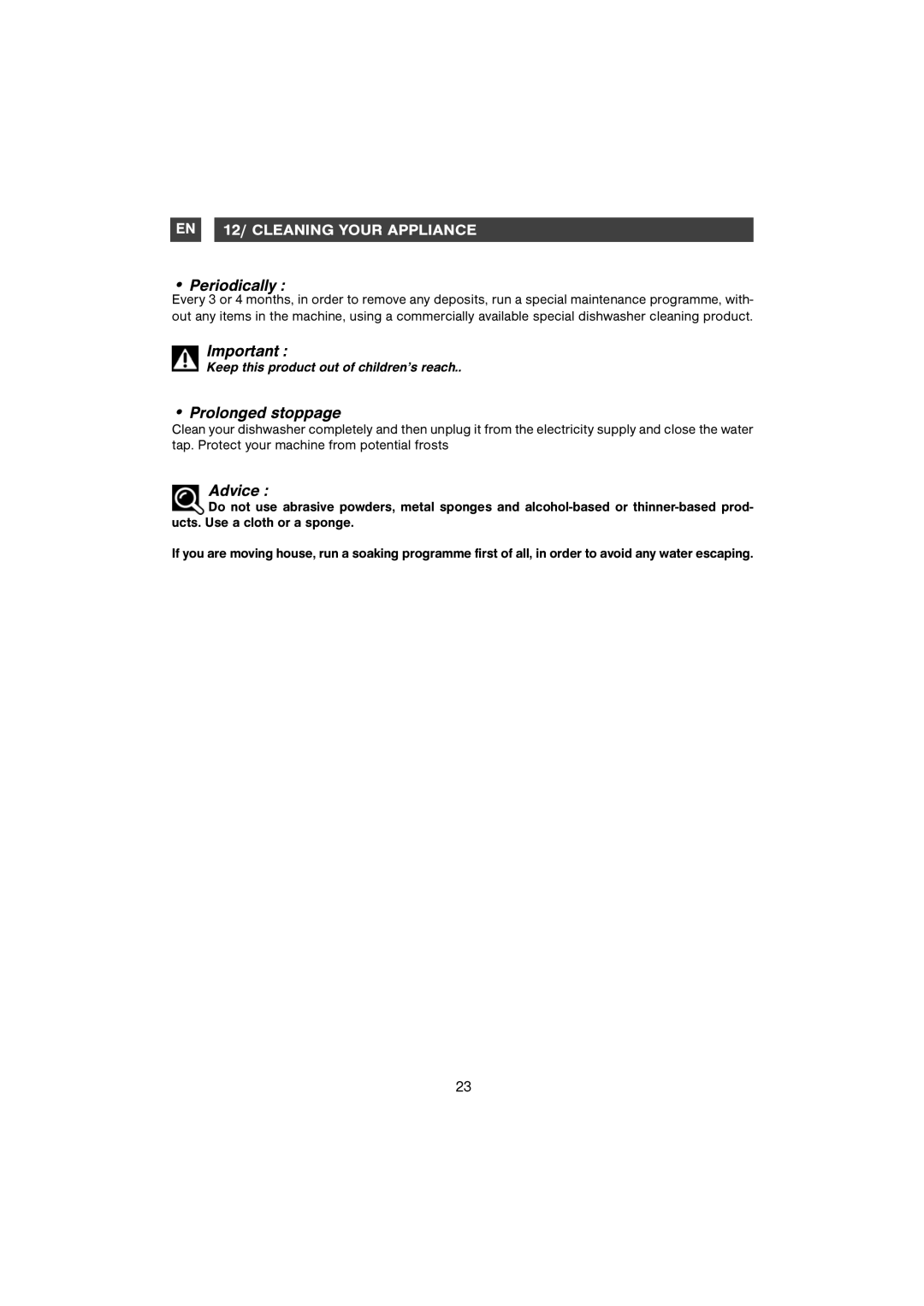 Samsung DM-B58AHC/XET, DMB58AHC/AND manual Periodically, Prolonged stoppage 