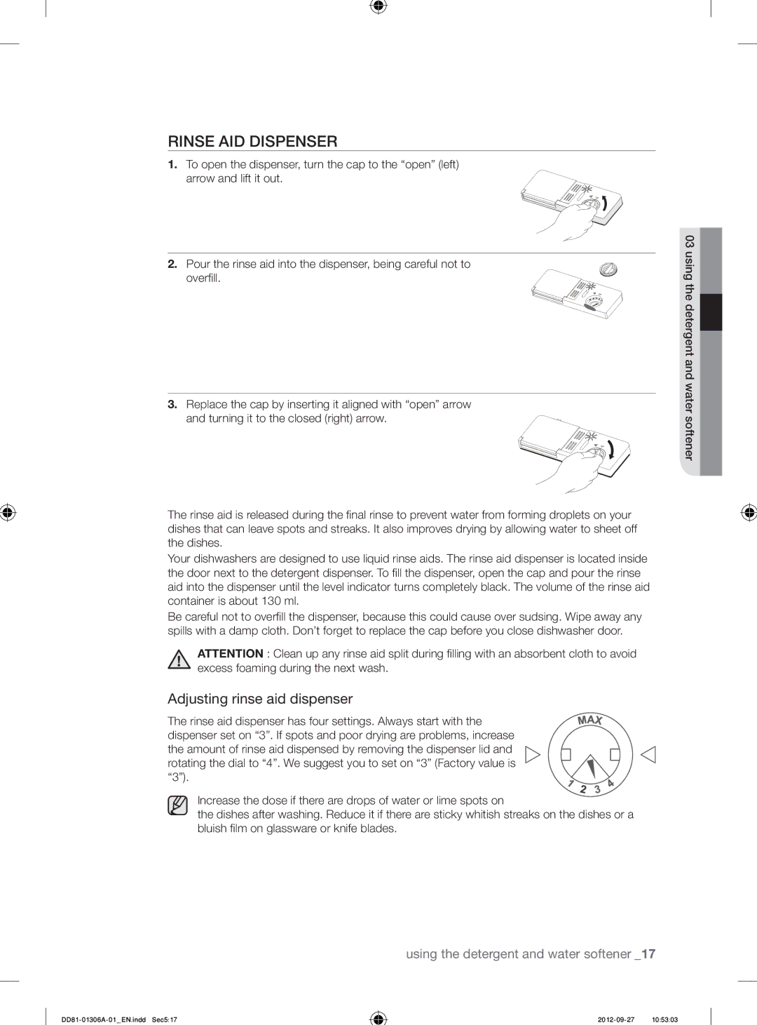 Samsung DMM770B/XEO manual Rinse AID Dispenser 