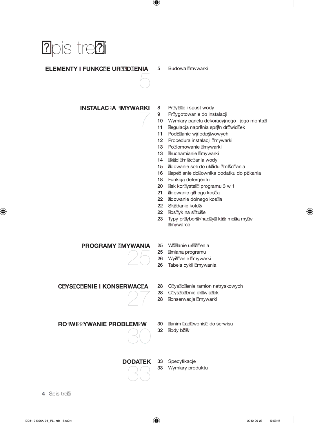 Samsung DMM770B/XEO manual Spis treści 