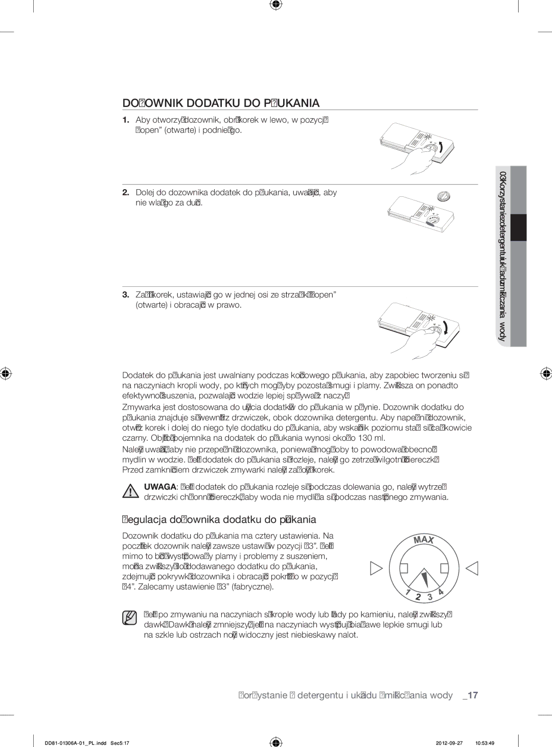 Samsung DMM770B/XEO manual Dozownik Dodatku do Płukania 