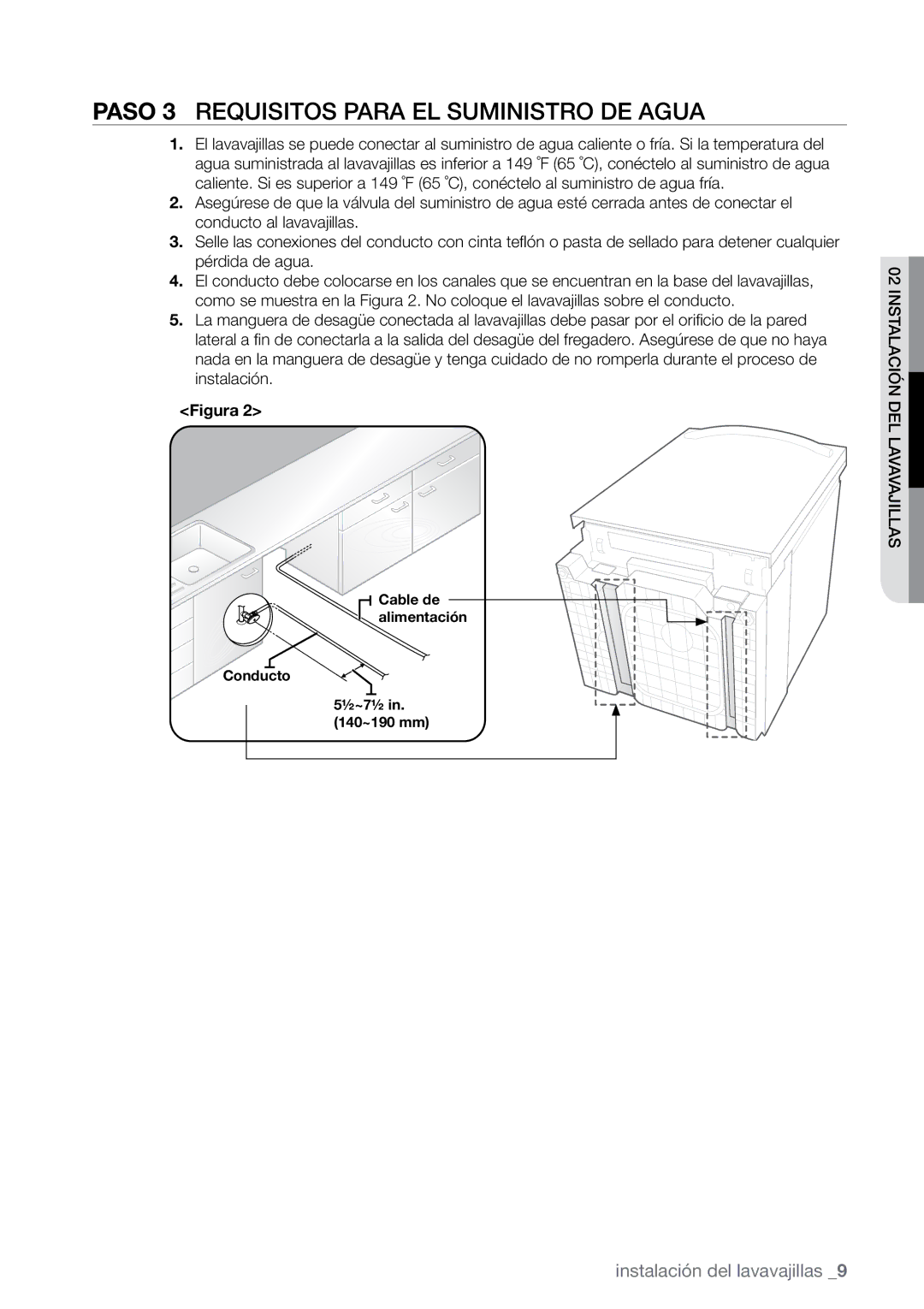 Samsung DMR78, DMR57, DMR77 manual Paso 3 Requisitos para el suministro de agua 