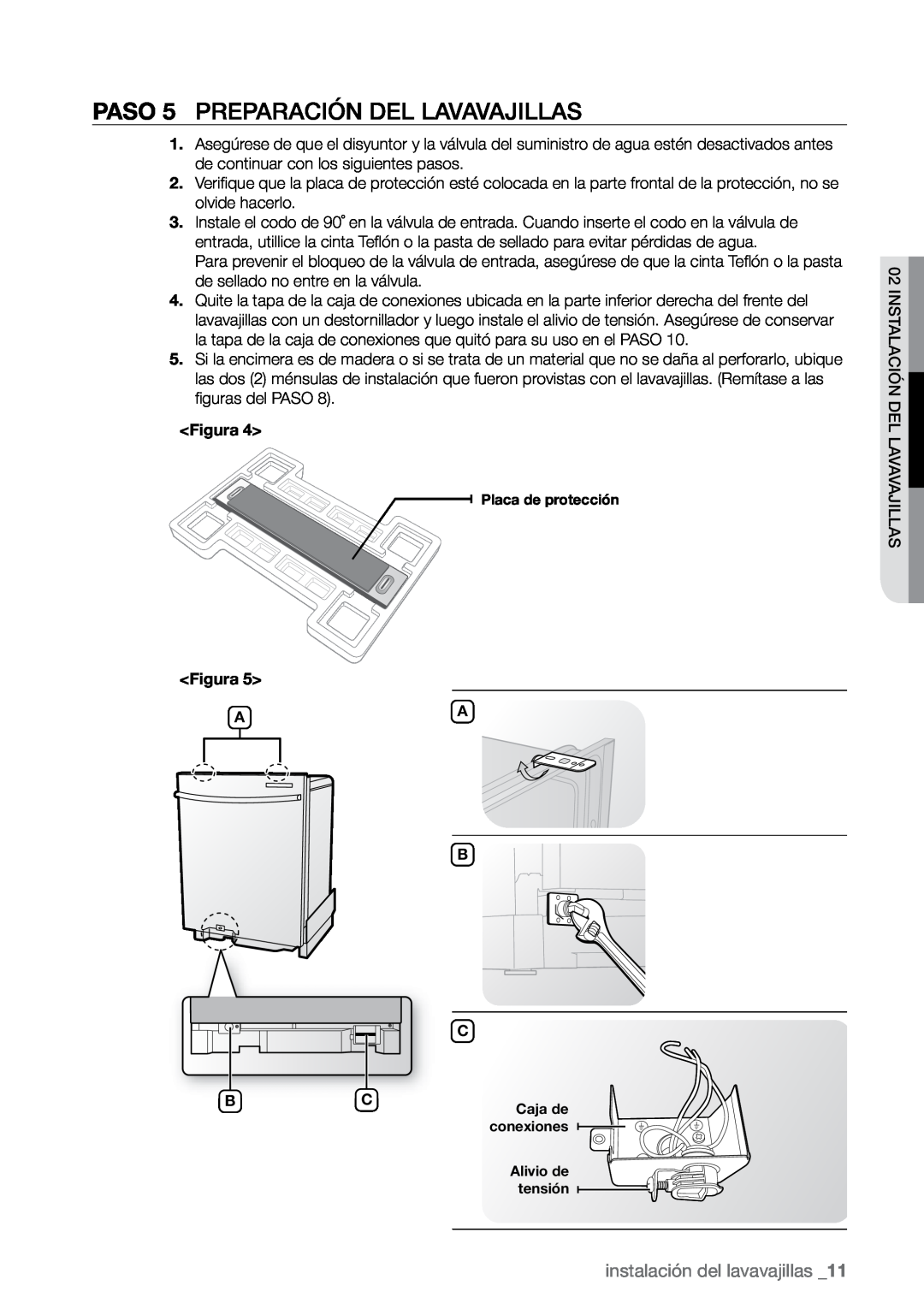 Samsung DMR77, DMR78, DMR57 manual PASO 5 Preparación del lavavajillas, instalación del lavavajillas 