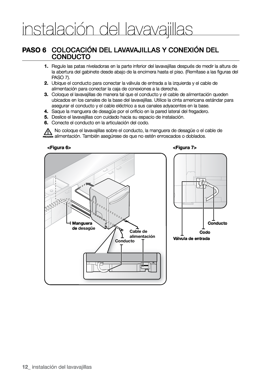 Samsung DMR78, DMR57, DMR77 manual instalación del lavavajillas, Figura 