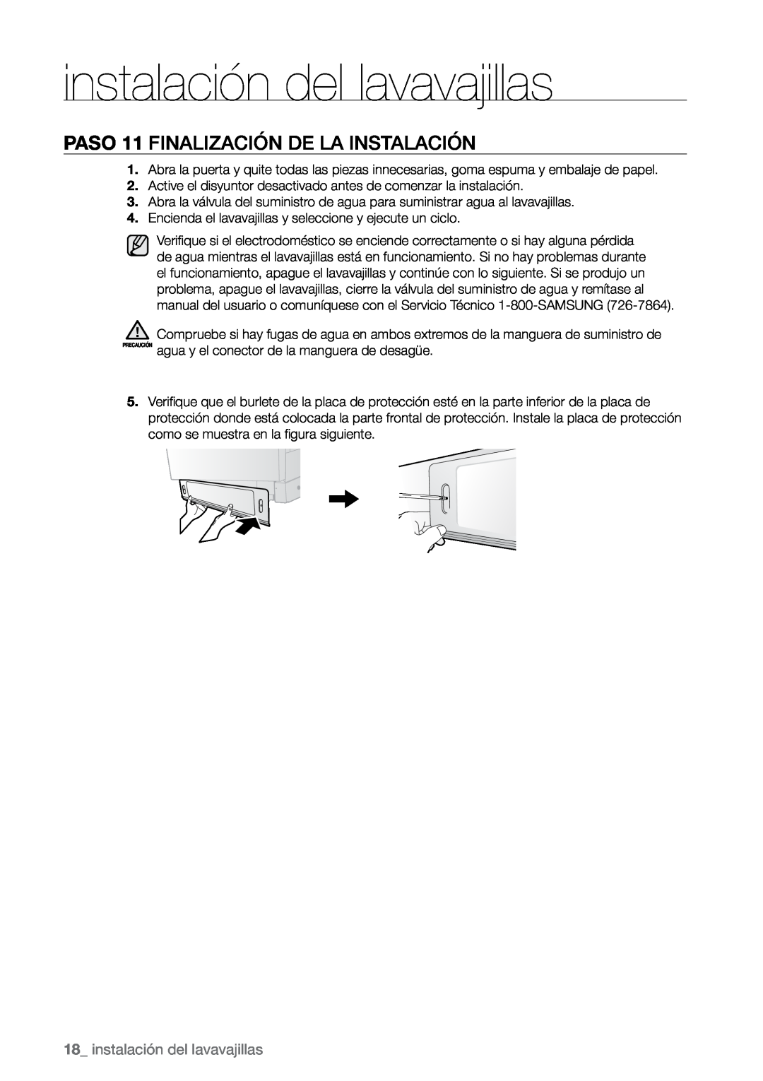 Samsung DMR78, DMR57, DMR77 manual PASO 11 Finalización de la instalación, instalación del lavavajillas 