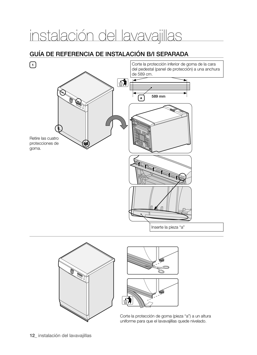 Samsung DMS301TRS/XEC, DMS301TRW/XEC manual Guía de referencia de instalación B/I separada, Inserte la pieza a 