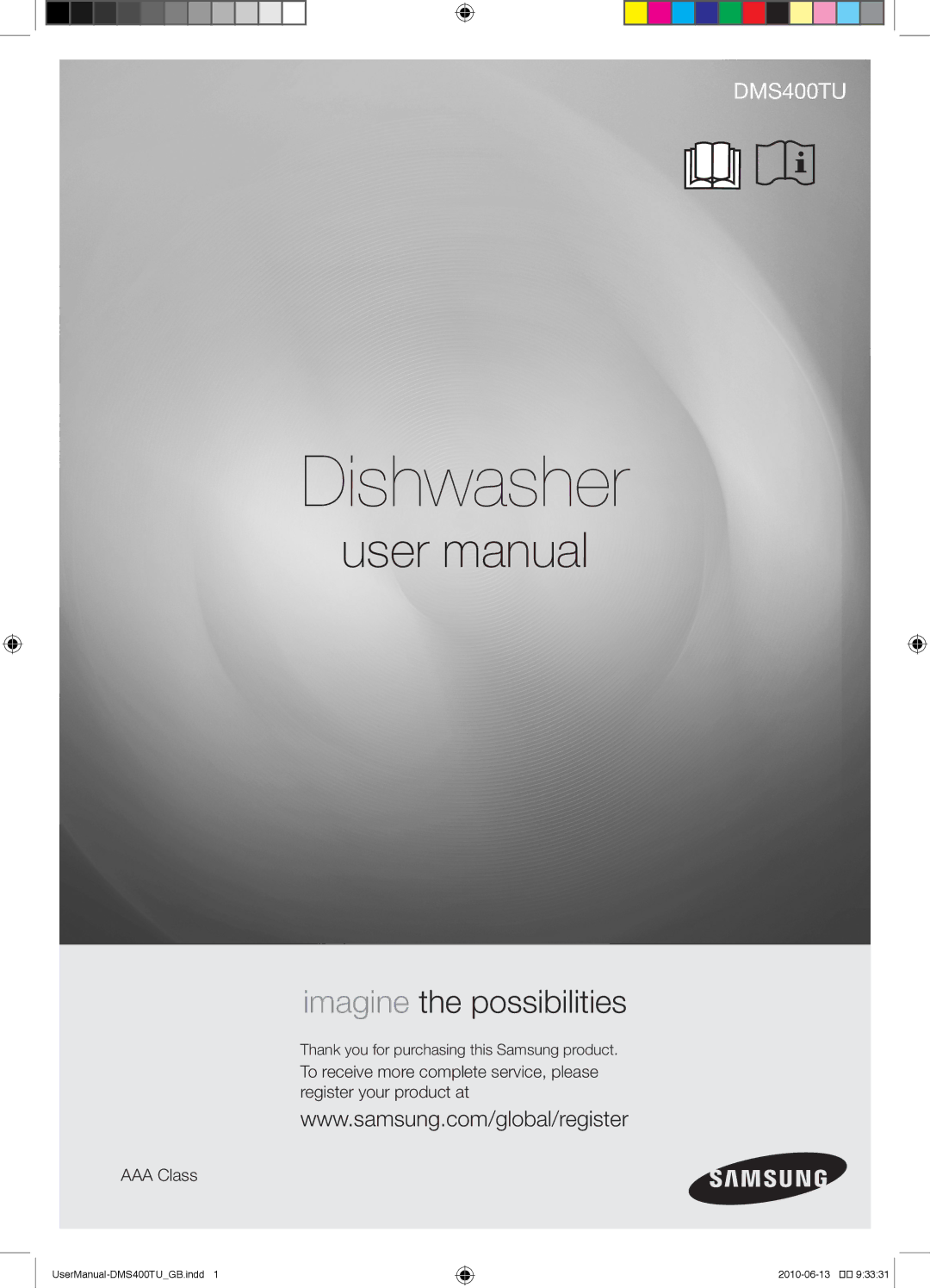 Samsung DMS400TUB/XEO manual Dishwasher 