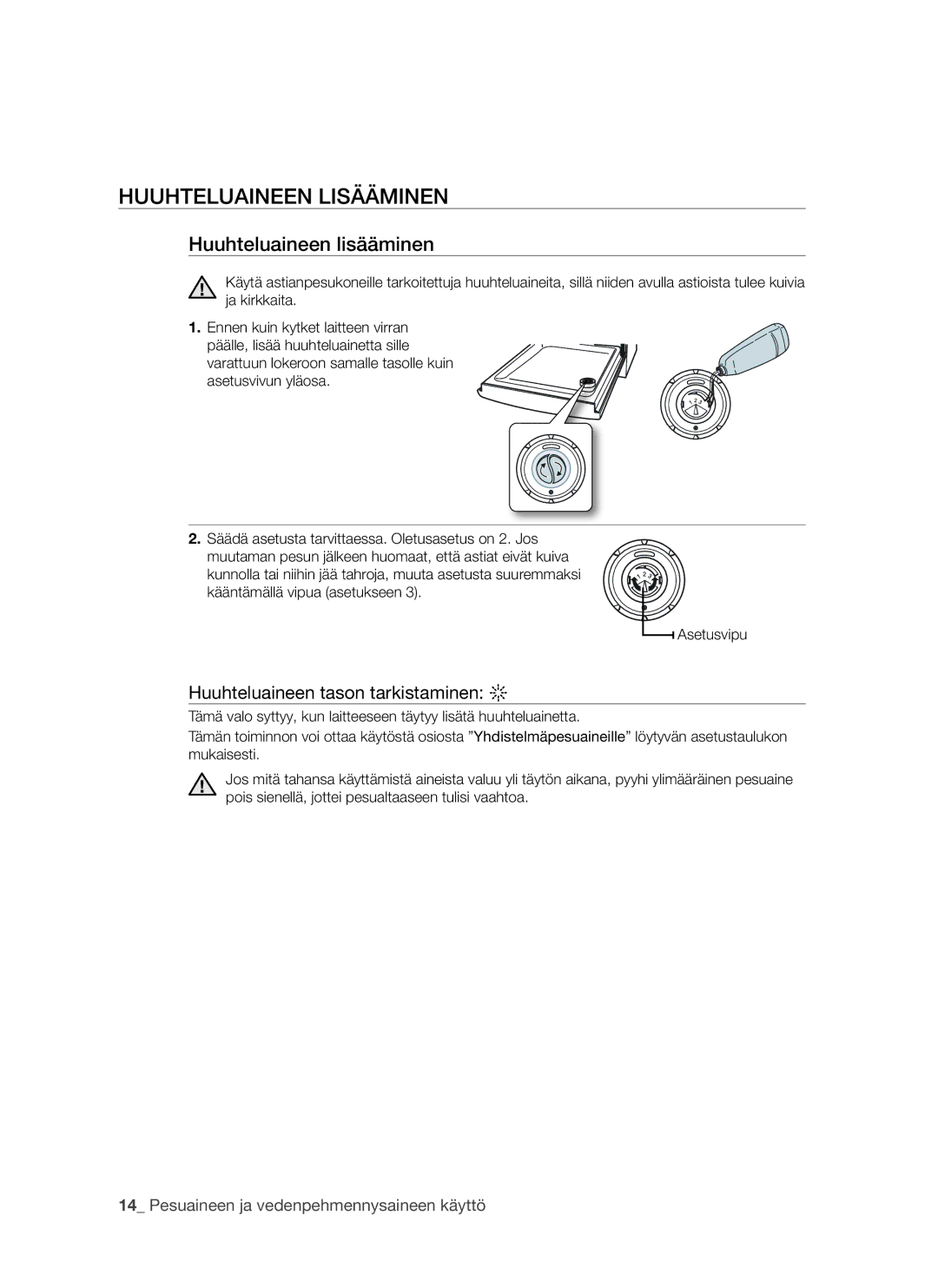 Samsung DMS790BUB/XEE manual Huuhteluaineen lisääminen 