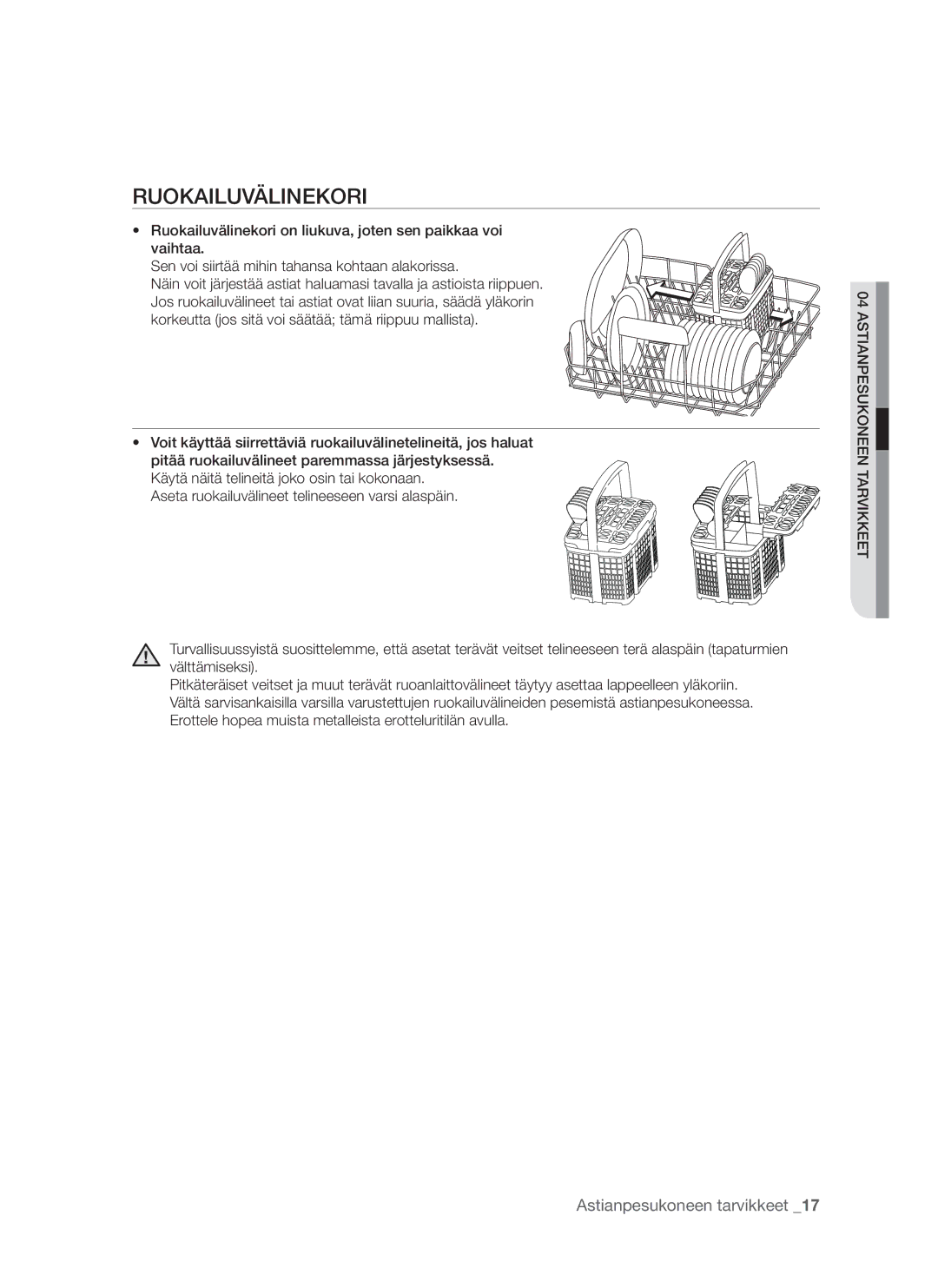 Samsung DMS790BUB/XEE manual Ruokailuvälinekori 