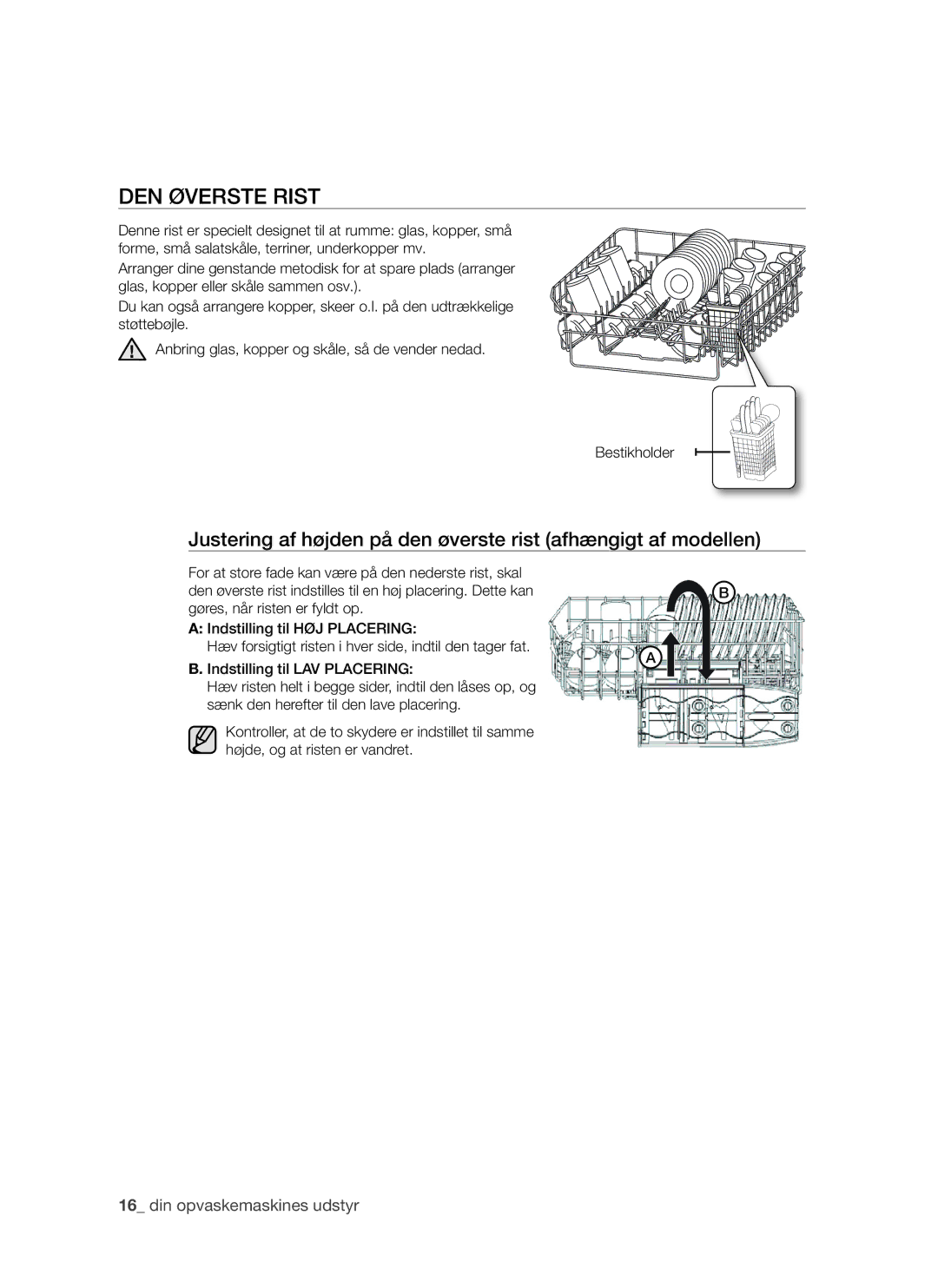 Samsung DMS790BUB/XEE manual Den øverste rist 