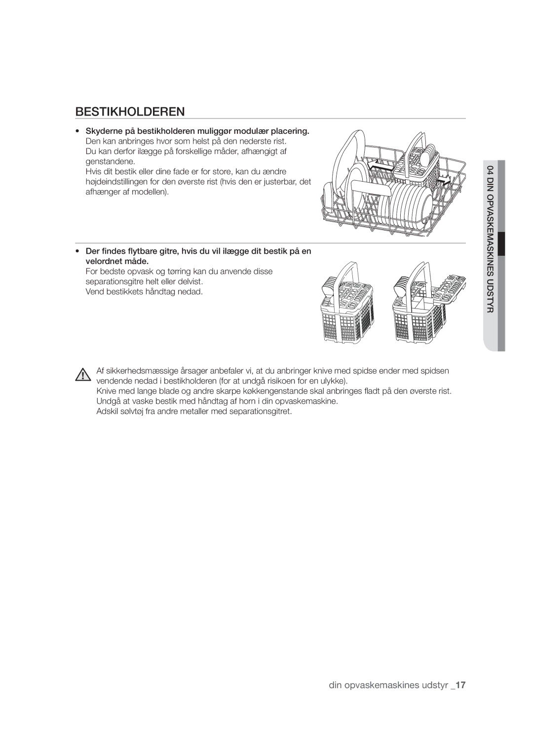 Samsung DMS790BUB/XEE manual Bestikholderen 