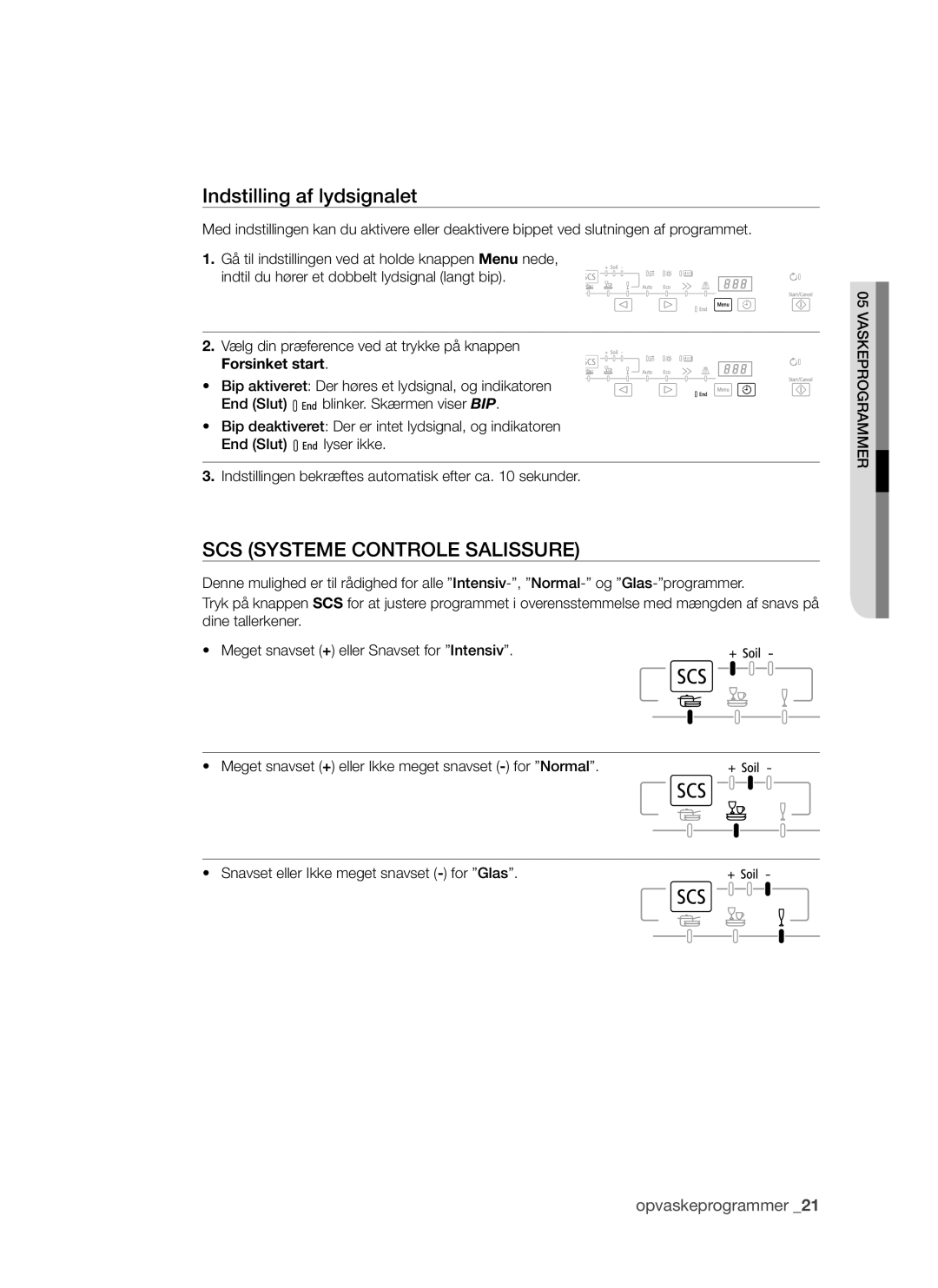 Samsung DMS790BUB/XEE manual Indstilling af lydsignalet, Forsinket start 