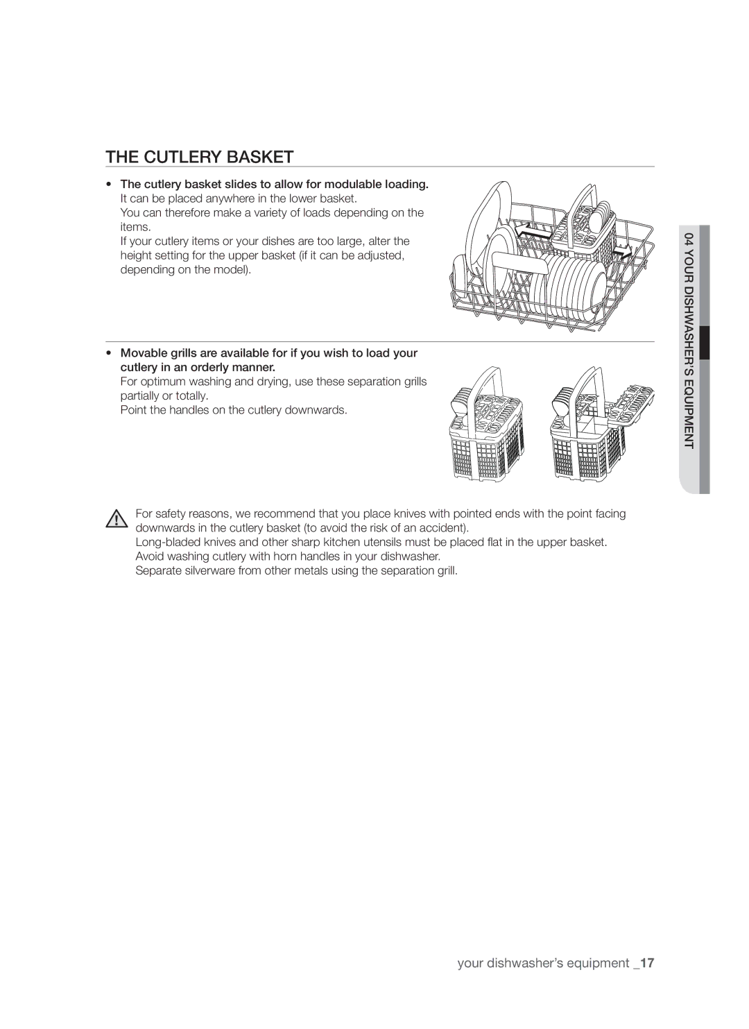 Samsung DMS790BUB/XEE manual Cutlery basket 