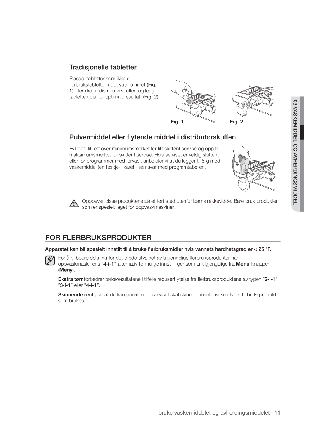 Samsung DMS790BUB/XEE manual For flerbruksprodukter, Tradisjonelle tabletter 