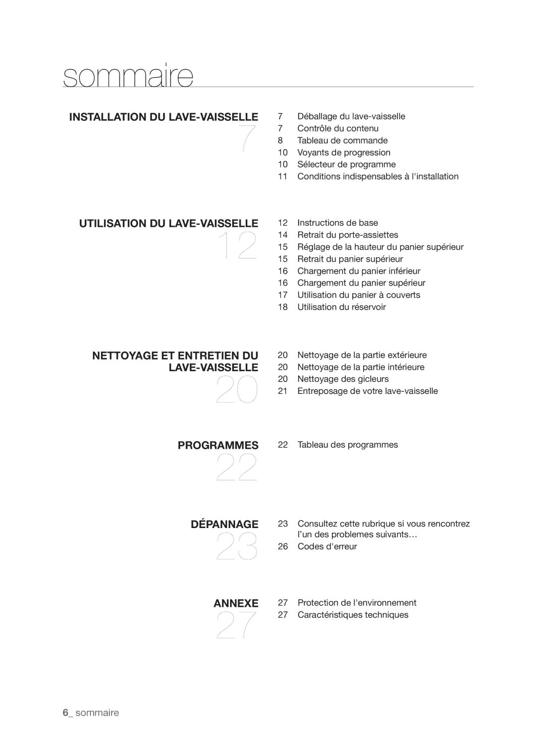 Samsung DMT400RHW, DMT400RHB, DMT400RHS, DMT400DD68-00074A user manual Sommaire 