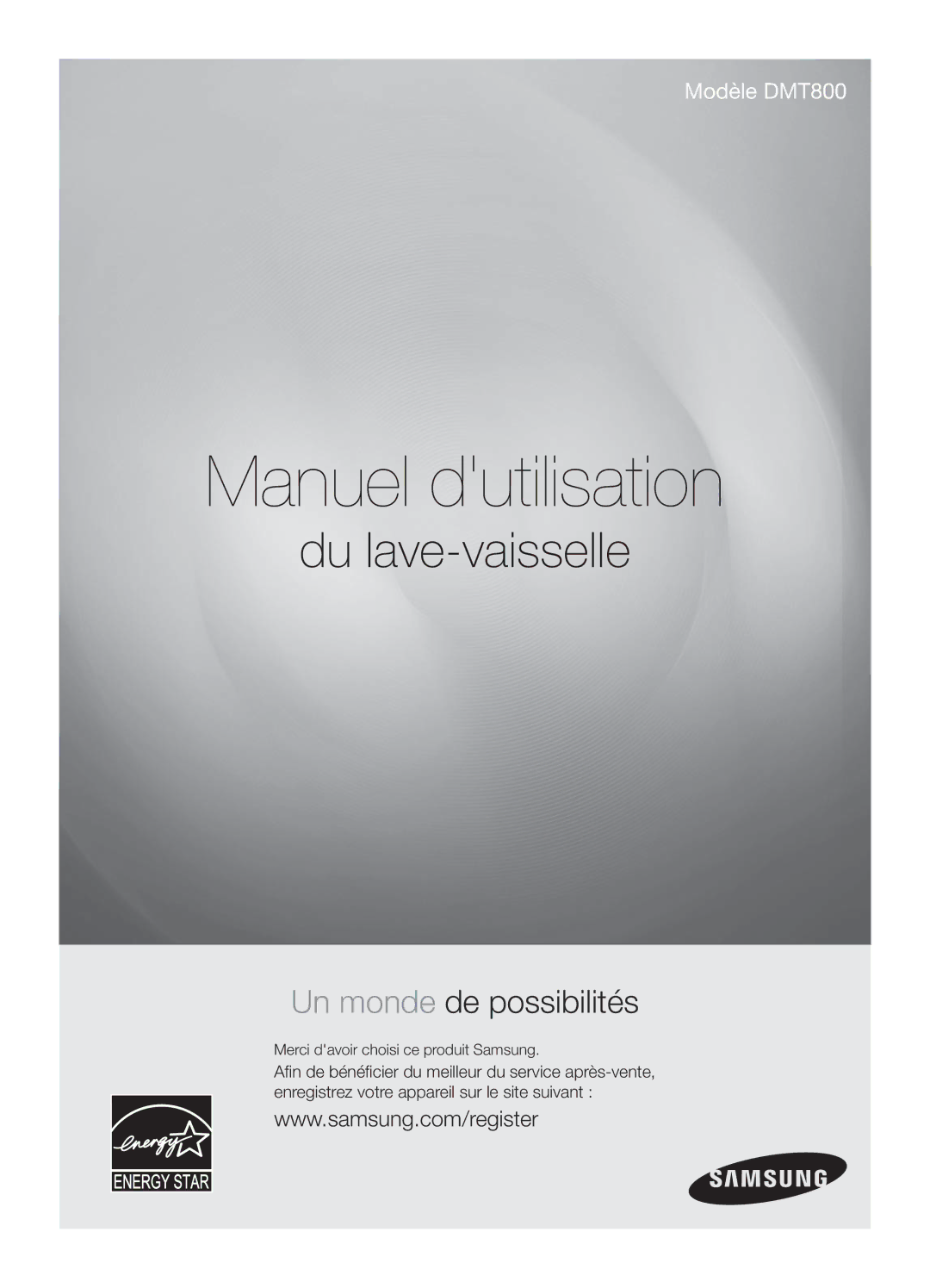 Samsung DMT800DD6800050A, DMT800RHW, DMT800RHB user manual Manuel dutilisation, Merci davoir choisi ce produit Samsung 