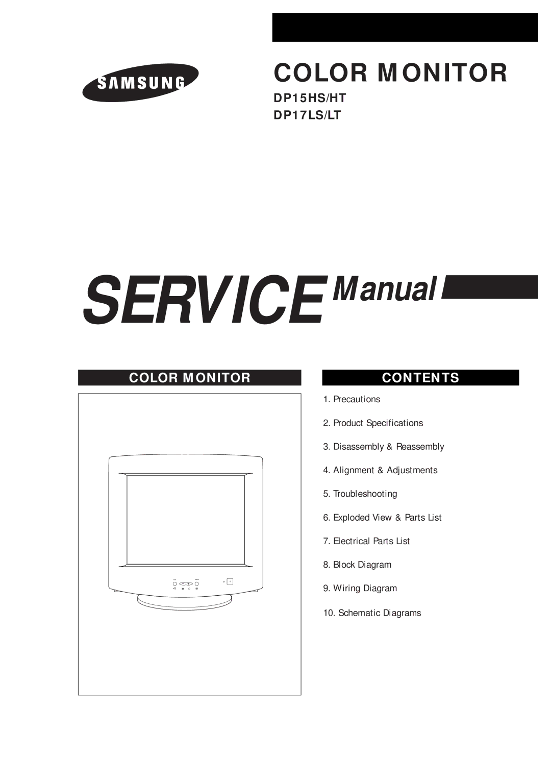 Samsung DP17LS/LT, DP15HS/HT manual Color Monitor 