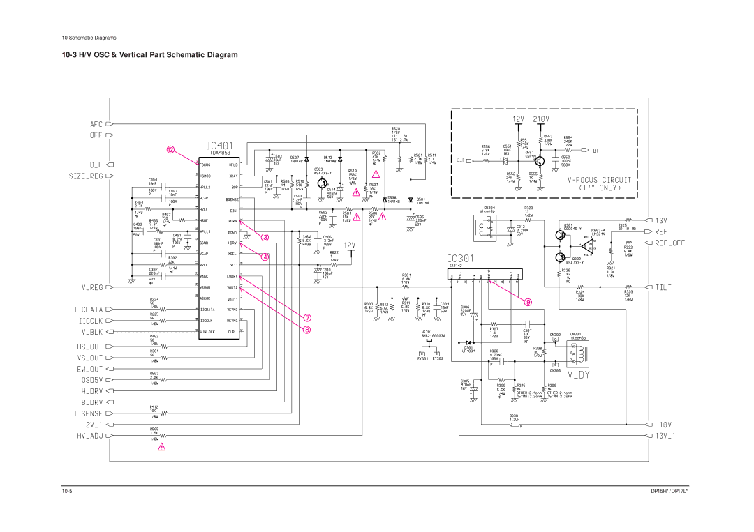 Samsung DP15HS/HT, DP17LS/LT manual 10-3 H/V OSC & Vertical Part Schematic Diagram 