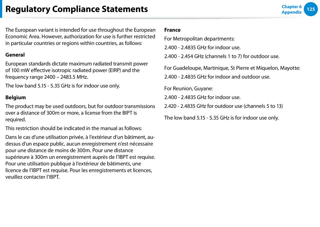 Samsung DP500A2DK01UB manual Belgium, France 