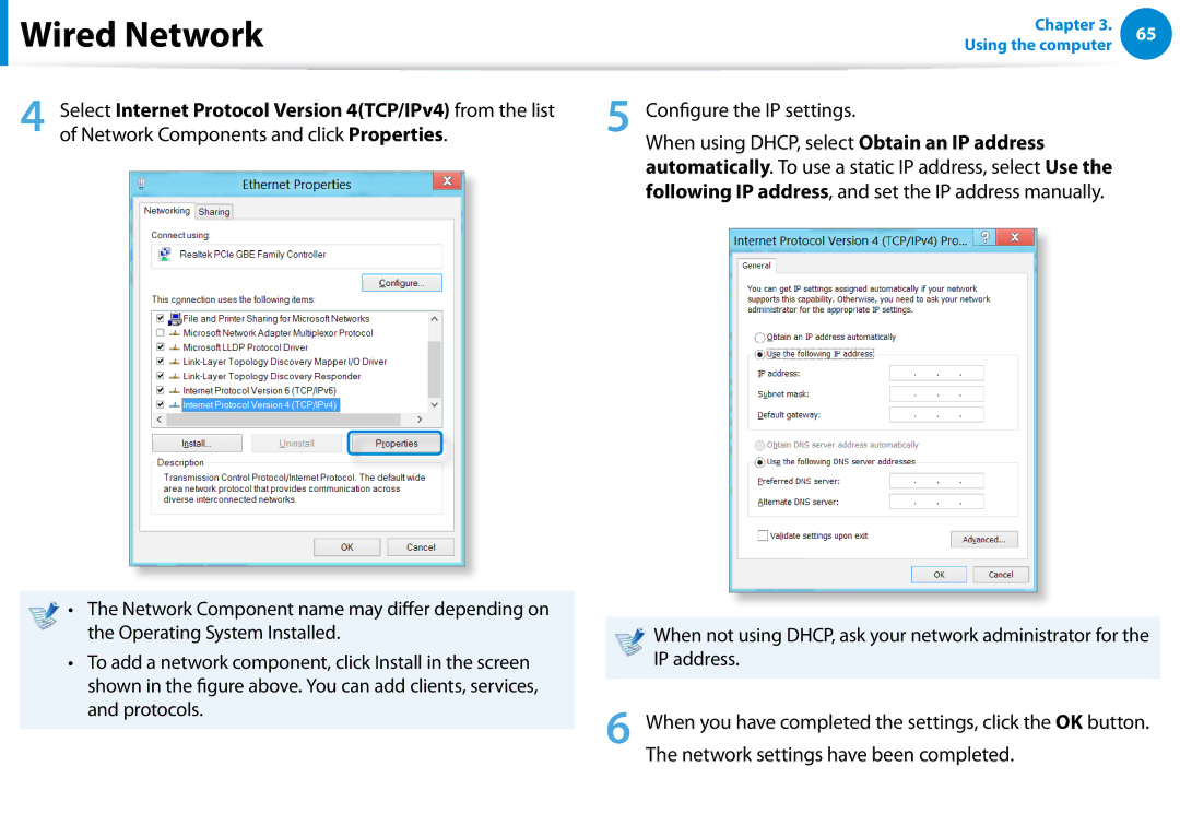 Samsung DP500A2DK01UB manual Operating System Installed, Protocols, Network settings have been completed 