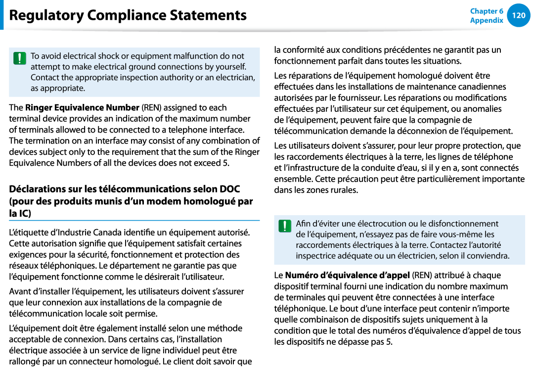 Samsung DP500A2DK01UB manual Regulatory Compliance Statements 