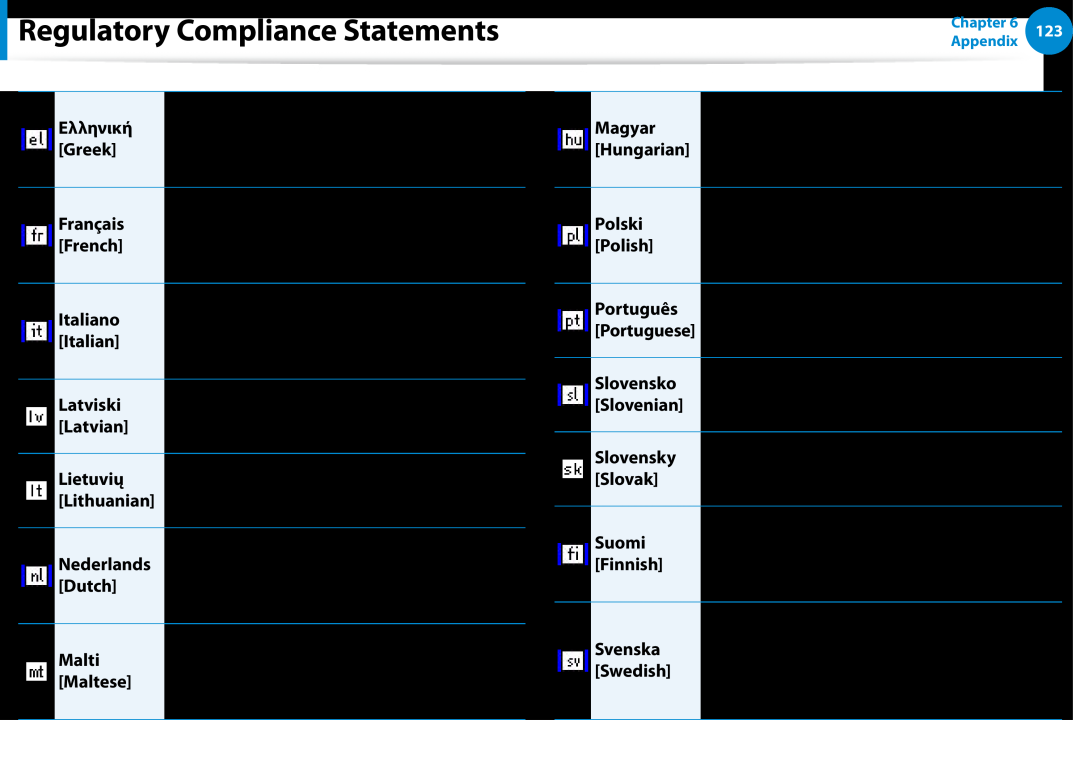 Samsung DP500A2DK01UB manual Regulatory Compliance Statements, Ελληνική 