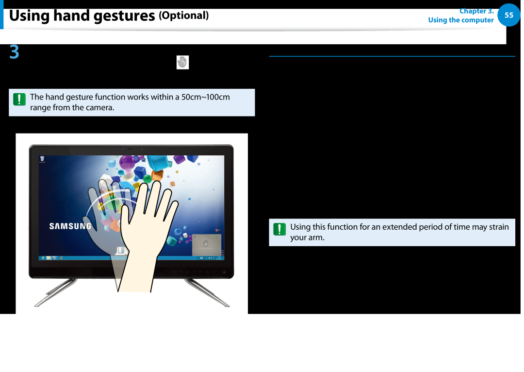 Samsung DP500A2DK01UB manual Using hand gestures Optional, Tips 