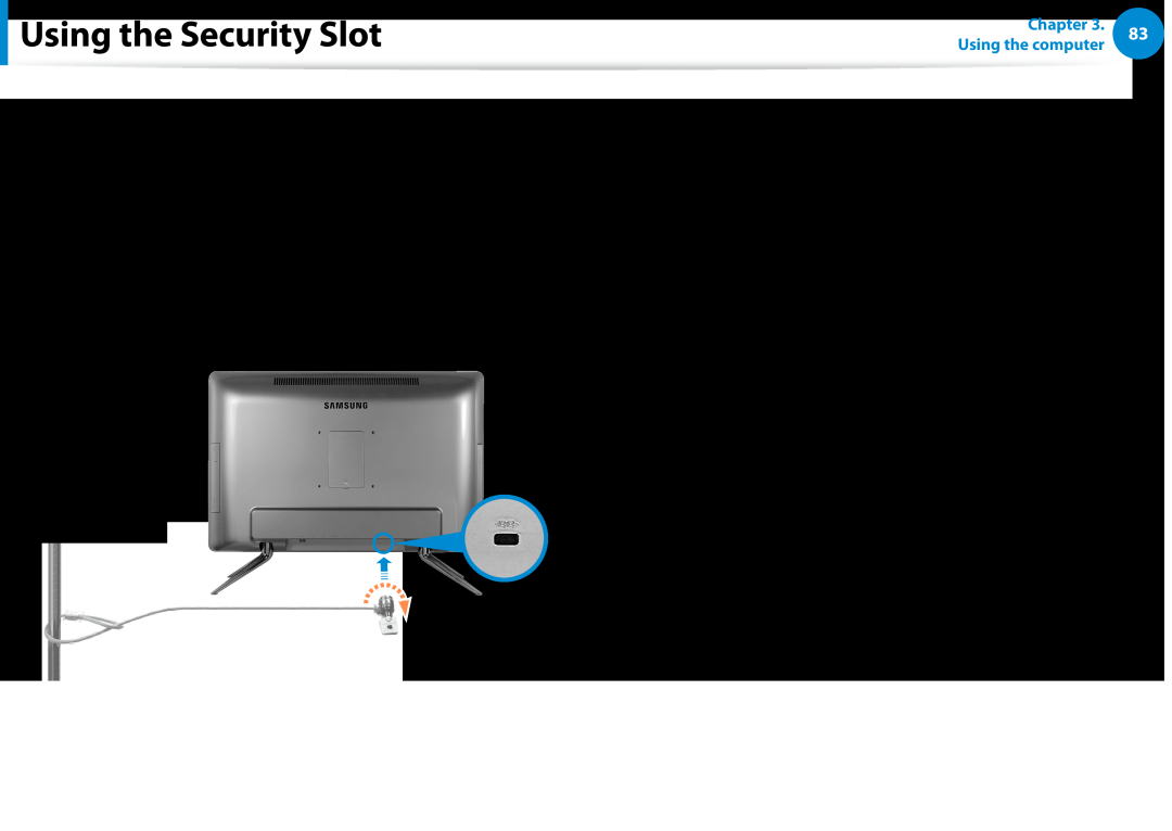 Samsung DP500A2DK01UB manual Using the Security Slot 