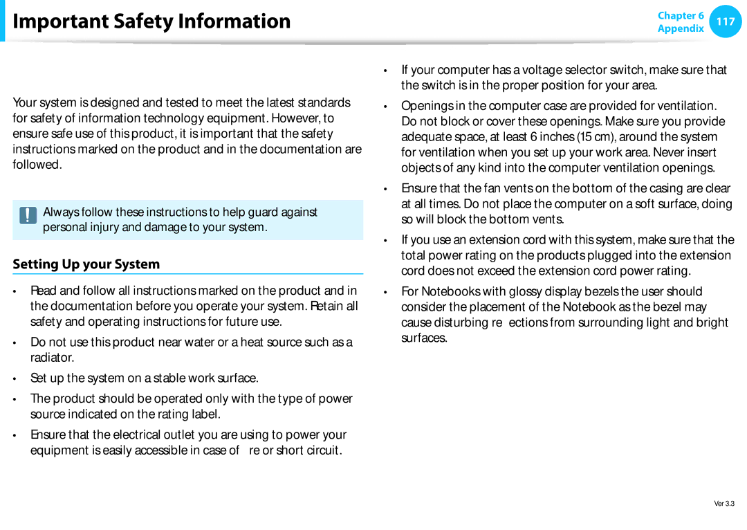 Samsung DP515A2GK01US user manual Important Safety Information, Safety Instructions, Setting Up your System 