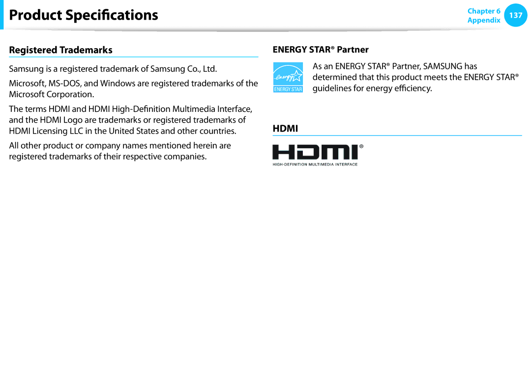 Samsung DP515A2GK01US user manual Registered Trademarks, Energy Star Partner 