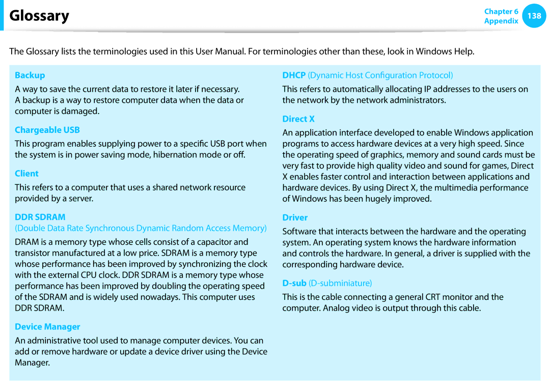 Samsung DP515A2GK01US user manual Glossary 