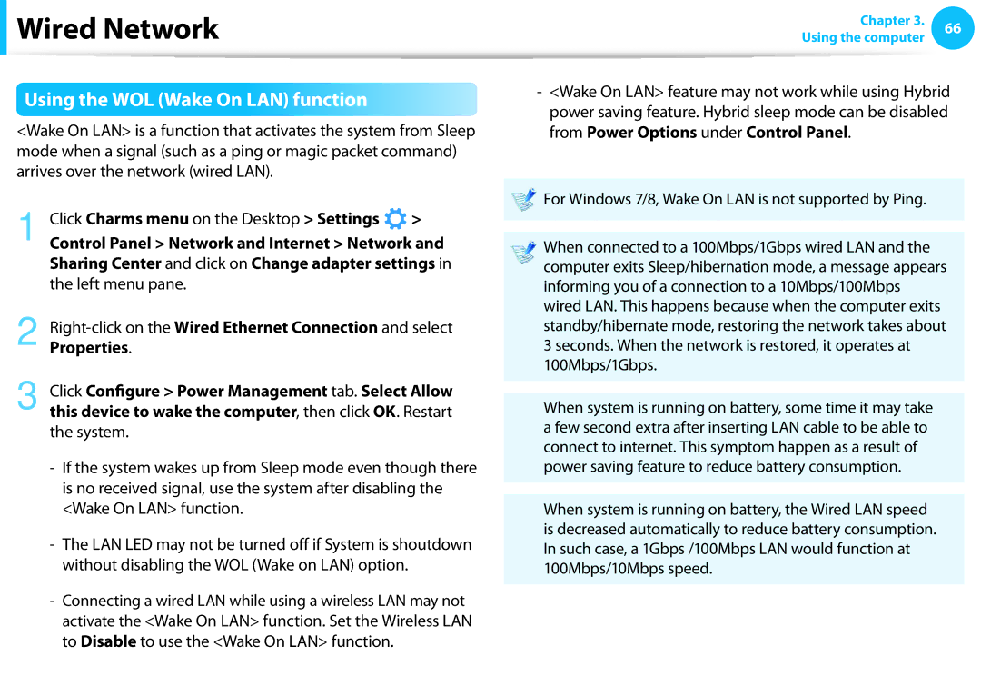 Samsung DP515A2GK01US user manual Using the WOL Wake On LAN function, Left menu pane 