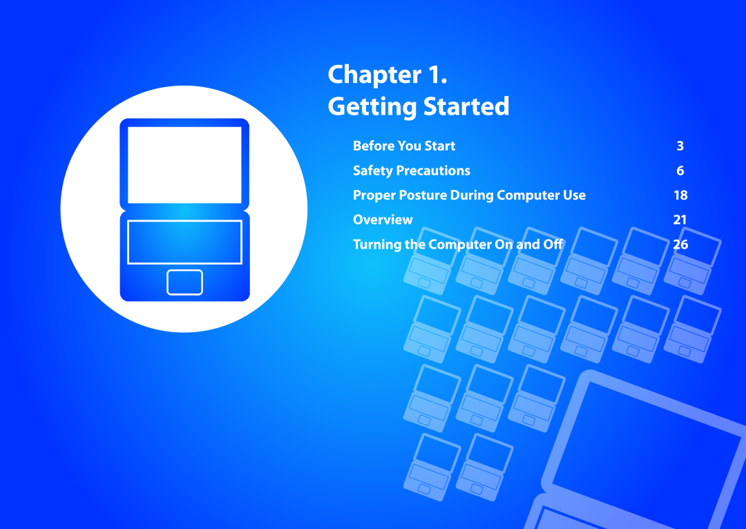 Samsung DP515A2GK01US Chapter Getting Started, Before You Start, Safety Precautions, Proper Posture During Computer Use 