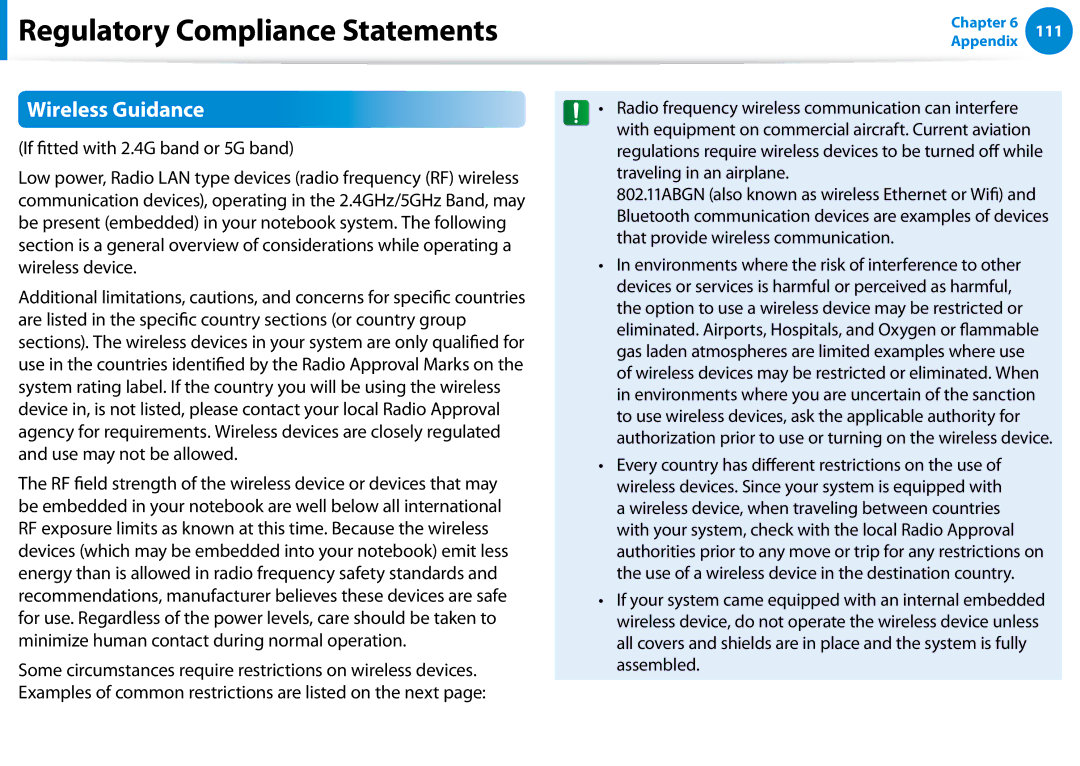 Samsung DP700A7DX01US, DP700A7D-X01US, DP700A3D-A01US, DP700A7DS03US Regulatory Compliance Statements, Wireless Guidance 